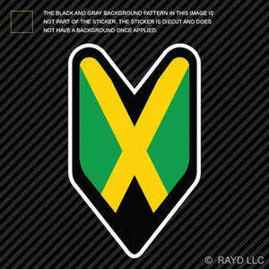Jamaican Driver Badge Sticker Die Cut Decal wakaba leaf soshinoya Jamaica jm jam - Picture 1 of 1