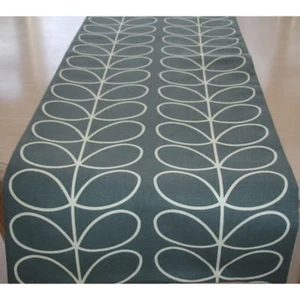 48" Coffee Table Runner 4ft Orla Kiely Linear Stem Cool Grey and Cream 120cm - Picture 1 of 3
