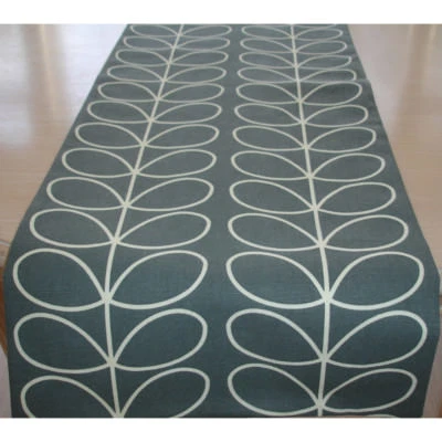 48" Coffee Table Runner 4ft Orla Kiely Linear Stem Cool Grey and Cream 120cm - Image 1 of 3
