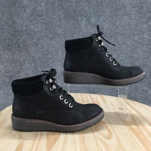 Blowfish Malibu Boots Womens 8 Black Comet Lace Up Bootie Ankle Wedge Knit Cuff - Picture 1 of 18
