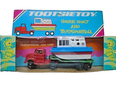 Tootsie Toy 1969 casa flotante y transportadora vintage y original sin usar, en caja, metal fundido a presión Foto 1 de 4