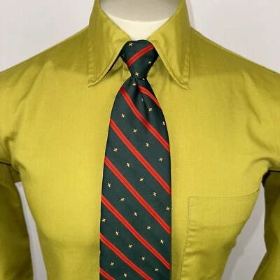 Vintage 60s 70s Necktie Tie Polyester Disco Clip On Vtg 3.5" Wide Striped Mens - Image 1 of 4