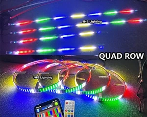 17.5" QUAD ROW CHASING Flowing LED Wheel Rim Lights + Underglow Strips 8PCS KIT - Picture 1 of 11