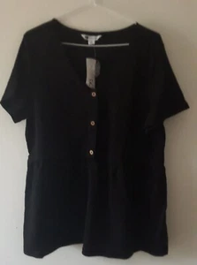 ROCKMANS ~ Womens Size L Blouse Top Flutter Sleeve Black New Tags - Picture 1 of 7