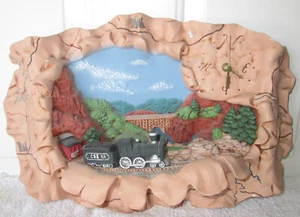Vtg DEPOT POTOMAC RIVER SCENE Ceramic Quartz Clock Trains Locomotive Collector - Picture 1 of 5