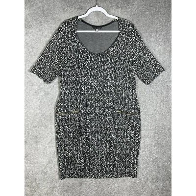 Anna Scholz Dress Womens US Size 16 Black Gray Abstract Knit Scoop Neck - Image 1 of 4
