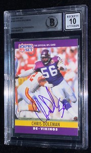 Chris Doleman 1990 Pro Set Signed Autographed Rookie Card Beckett BGS Grade 10