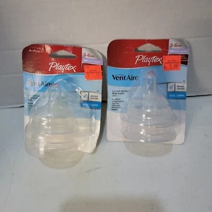 2 Packs Playtex VentAire Advanced Nipples Wide Fast Flow 3-6 Months + Silicone - Picture 1 of 2