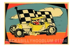 New Poster 11x17 Hot Rod Drag Race Retro Art Stylized Emblem Racing Flag - Picture 1 of 1