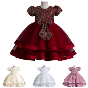 Fancy Kids Girls Princess Chirstmas Wedding Tutu Dress Pageant Party Flower Gown - Picture 1 of 16