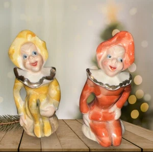 Salero y pimentero kitschy arlequín pixie de Japón años 50 de colección - Imagen 1 de 3