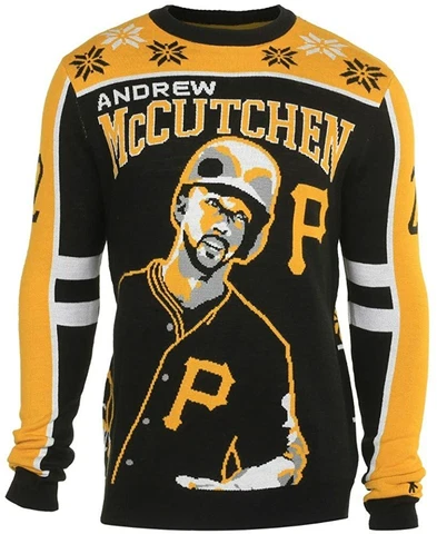 FOCO Pittsburgh Pirates Andrew McCutchen #22 MLB Men's Ugly Sweater, Black Cover