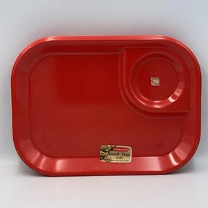 Vintage Rubbermaid 3850 Snack TV Tray Plate Cafeteria Camp Red 1980s Set Of 4 - Picture 1 of 7