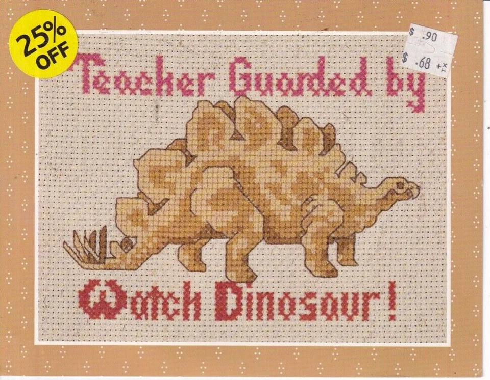 Hickory Hollow Cross Stitch Pattern Only Teacher Guarded By Watch Dinosaur - Image 1 of 1