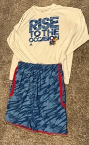 Men’s Adidas KU Kansas Jayhawks Long Sleeve Rise To The Occasion & Shorts 2XL - Picture 1 of 3