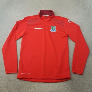 Ballymena United Mens 1/4 Zip Top Medium Red Football Track Training Uhlsport - Picture 1 of 10