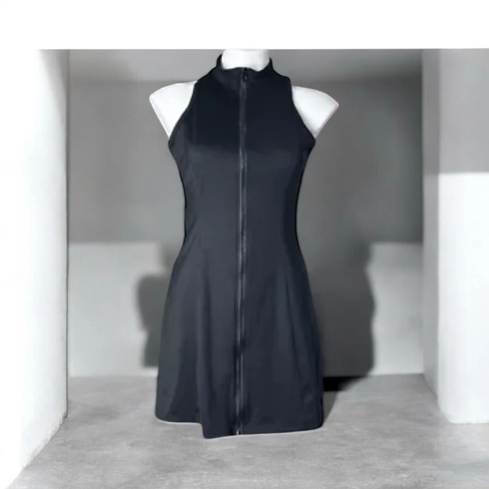 Esprit Black Sleeveless Dress Zipper Front High Neck Knee Length Size 4 - Image 1 of 4