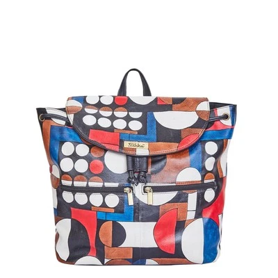 Sishka Vibrant Polka Dot HandPainted Leather Backpack Drawstring &Flap Closing - Image 1 of 4