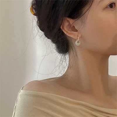 Pendientes de jade hetiano princesa amuleto de la suerte orejeras único regalo estilo chino Foto 1 de 4