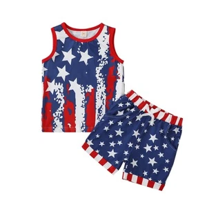 4th of July Toddler Boys Outfits American Flag Tank Tops Patriotic T-Shirts T... - Picture 1 of 6