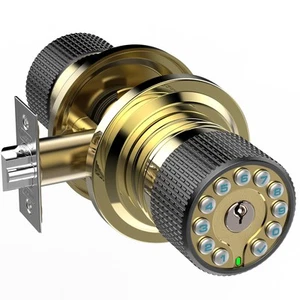 Smart Door Knob with Keypad and Key,Keyless Lock with Rubber Grip, Auto Lock,50 - Picture 1 of 5
