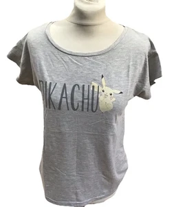 MARKS & SPENCER Grey PIKACHU Short Sleeve T-shirt  U.K. 10 - Picture 1 of 5