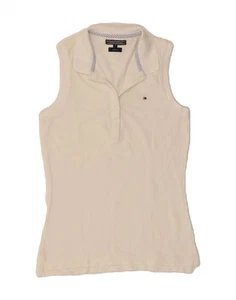 TOMMY HILFIGER Womens Slim Fit Polo Shirt UK 6 XS White Cotton SU02 - Picture 1 of 3