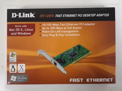 D-Link DFE-528TX FAST ETHERNET PCI DESKTOP ADAPTER 10/100MBPS DLINK Scheda PC - Immagine 1 di 2