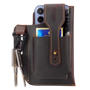 Genuine Leather Pouch Cell Phone on Belt Holster Universal Pouch Carrying Cas... - Picture 1 of 8