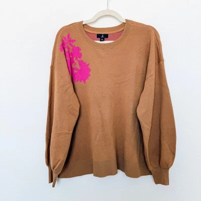 Suéter Jason Wu Mujer Talla M Marrón Floral Cuello Redondo Acogedor Preppy Artístico Mínimo Foto 1 de 4