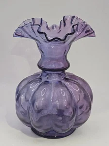 Rare Fenton Mulberry Melon Vase 1942 Ruffled 5.5" Tall - Picture 1 of 6