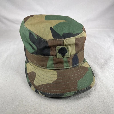 Army Hat Men Size 7 Green Camouflage Cadet Cap PFC Ear Flap Military - Image 1 of 4
