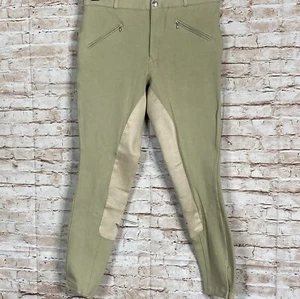 Gutos Women's Light Tan Front Zip Knee Patch Riding Breeches Pant Size 32 - Picture 1 of 14