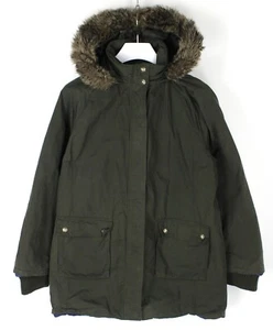 Tommy Hilfiger Jacket Women XL Edge Faux Fur With Hood Zipper Logo - Picture 1 of 13