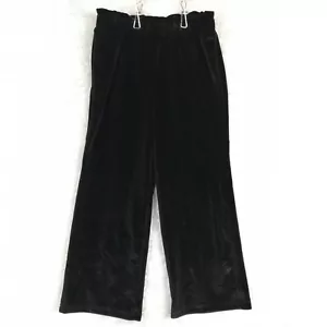 Girls Pants Wide Leg Velvet Velour Black Ruffle Pull On Stretch S 5/6 New - Picture 1 of 8