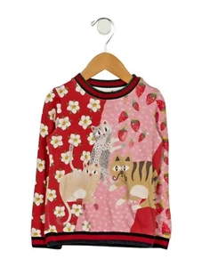 GUCCI Sudadera Manga Larga Estampado Floral de Gato Algodón Rosa/Rojo para Niña Talla 3 - Imagen 1 de 11