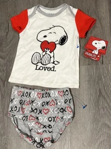 Snoopy 6/9 Months Baby Set "Loved"  NWT - Picture 1 of 1