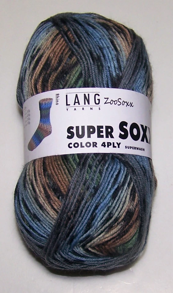 100g ball LANG SUPER ZOO SOXX sock weight knitting yarn #901.0429 RHINO - Image 1 of 1