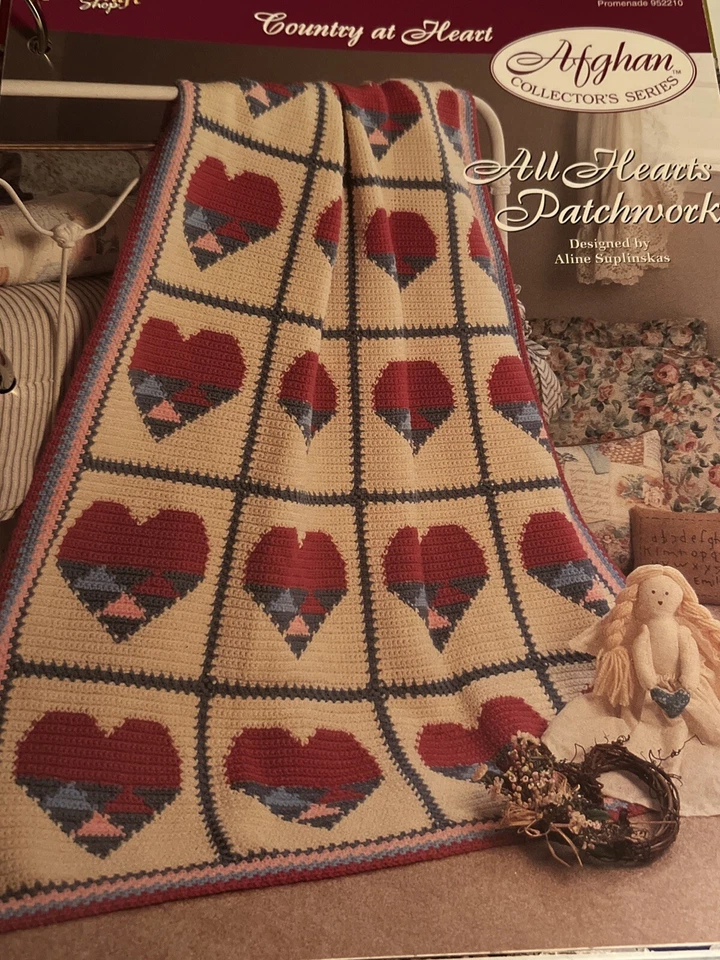 CROCHET Afghan Collector’s Series ~ “All Hearts Patchwork Afghan” ~ PATTERN ~ - Image 1 of 2