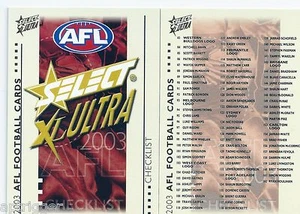 2003 Select XL Ultra CHECK LISTS ^^^ - Picture 1 of 1