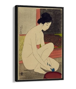 GOYO HASHIGUCHI, DONNA DOPO IL BAGNO - EFFETTO GALLEGGIANTE TELA INCORNICIATA STAMPA ARTE PARETE - Foto 1 di 12