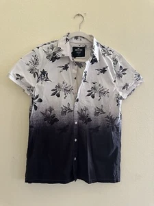 Hollister Epic Flex Men Sz S Black and White Floral Collar Button Shirt Casual - Picture 1 of 4