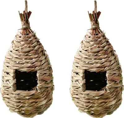 2 Pack Bird Nest Hand Woven Hanging Bird House Nest for Small Hummingbird / Wren - Image 1 of 4