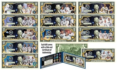 THE APOLLO MISSIONS Space Program NASA Official $2 U.S. Bills - SET OF ALL 12  - Image 1 of 3