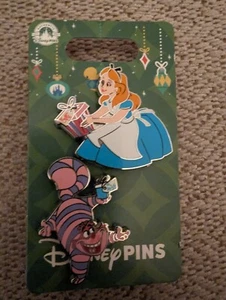 Disney Christmas Holiday 2023 Alice In Wonderland Cheshire Two Pin Set New OE - Picture 1 of 2