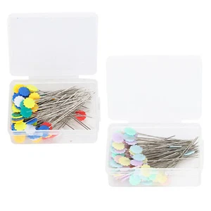 100pcs Flower Head Sewing Pins Flat Head Straight Quilting Pins for Sewing DIY - Picture 1 of 18