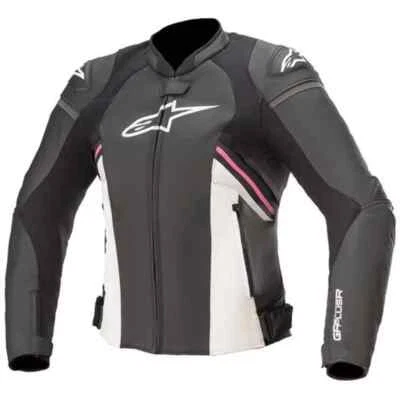 ALPINESTARS STELLA GP PLUS R V3 LADIES LEATHER JACKET - BLACK / WHITE / PINK - Image 1 of 3
