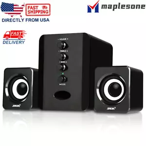 Stereo Bass Sound USB Computer Speakers 2.1 Channel for Laptop Desktop TV PC USA - Picture 1 of 9