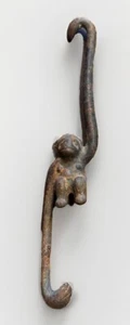 Vintage Cast Iron Hanging Monkey Hand Hooks Black 8 inch Plant Hanger Japan - Picture 1 of 3