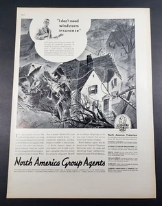1938 North America Property Insurance Damaged House In Storm Print Ad - Picture 1 of 2